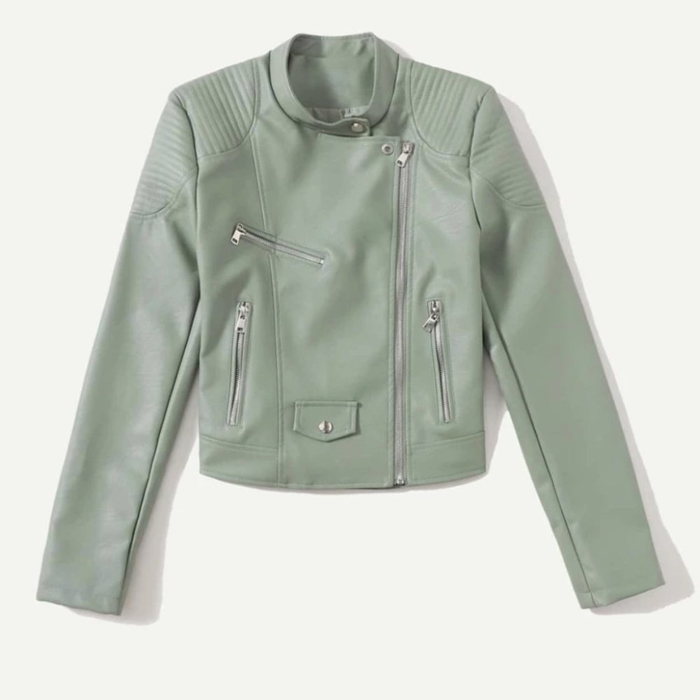 Vegan Leather Minimalist Moto Jacket Black - Picture 7 of 16